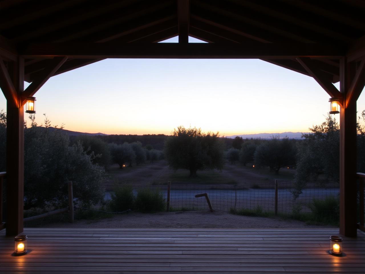Meditation deck under olive tree